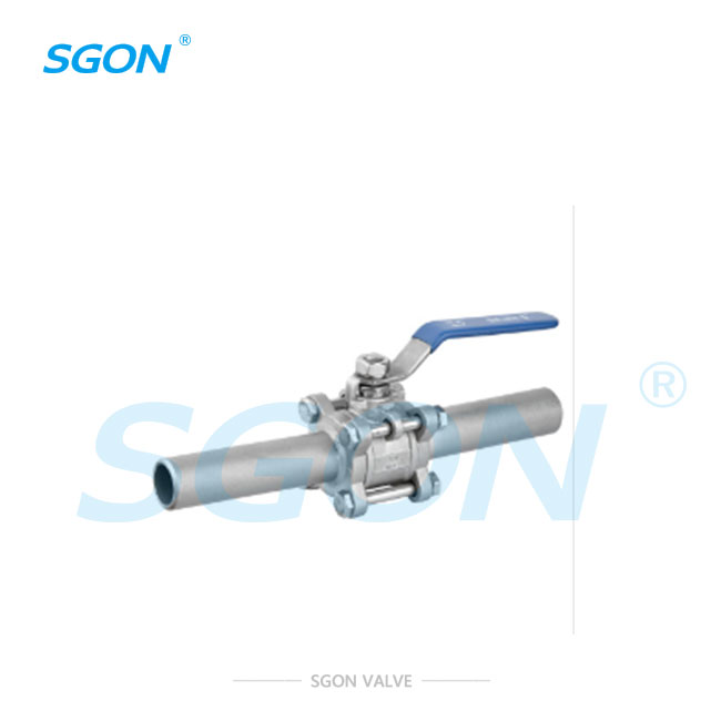 Three-piece lengthened welding ball valve