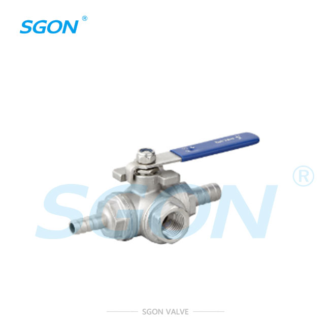 3-WAY BALL VALVE Hose Nipple end