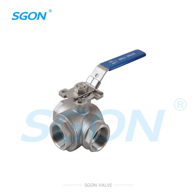 DIN 3 way ball valve with ISO5211